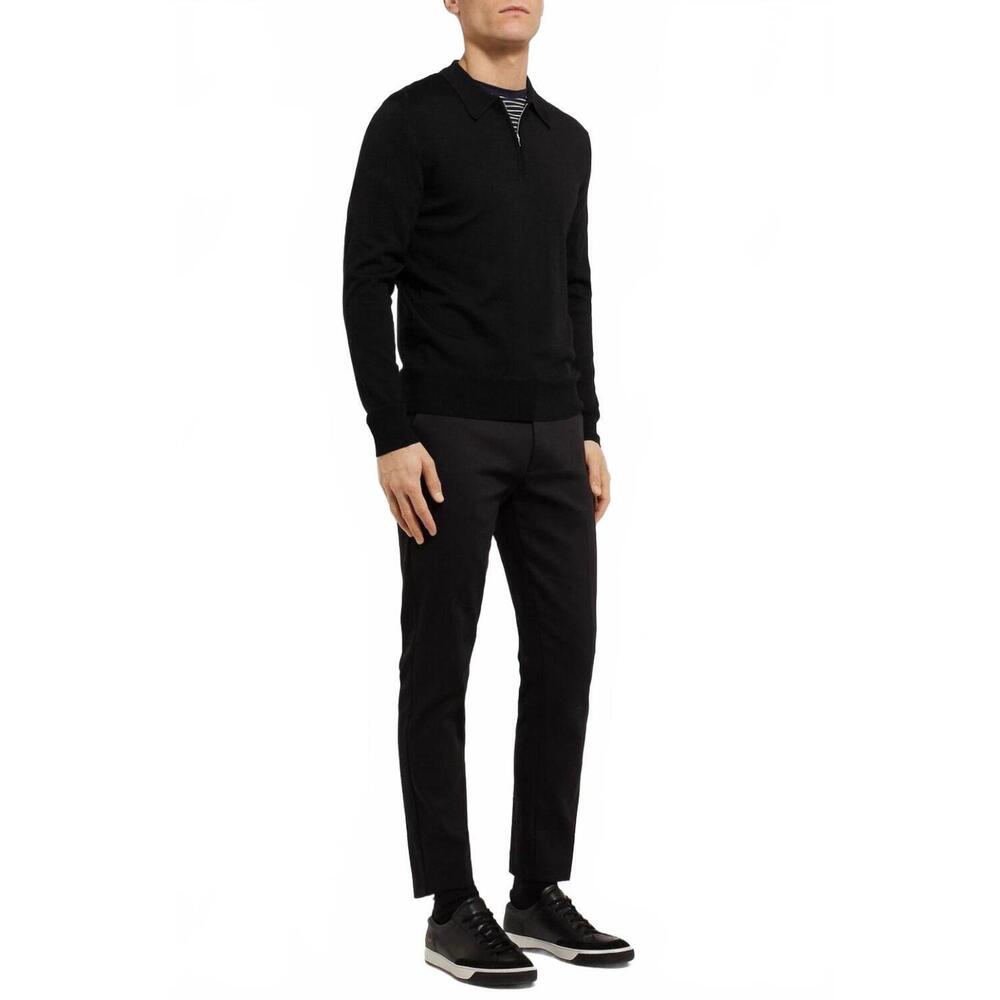 NEW ORLEBAR BROWN moonraker knitted half zip sweater in black